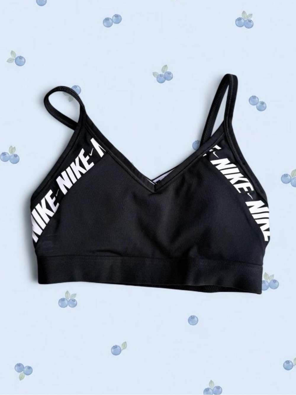 Nike Black Logo-Trim Double-Strap Sports Bralette